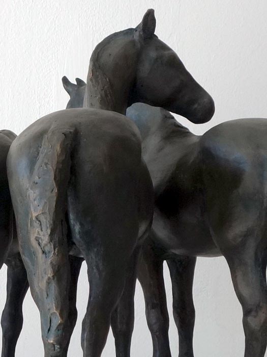 dreiteilige pferde-skulptur 3 pferde, bronze