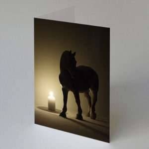 faltkarte weihnachtskarte pferdeskulptur pferd, schlendernd